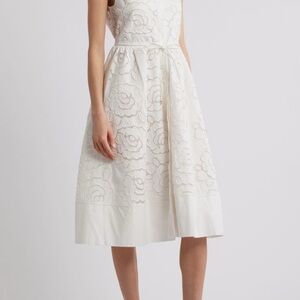 Floral Eyelet White Midi Dress